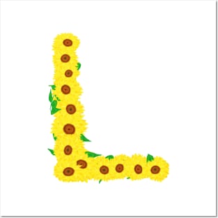 Sunflowers Initial Letter L (White Background) Posters and Art